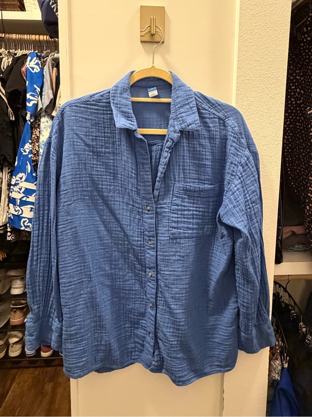 Old Navy Blue Gauze Button-Down Women's Shirt
